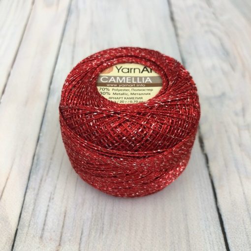 YarnArt Camellia - Piros, fém szállal - 416